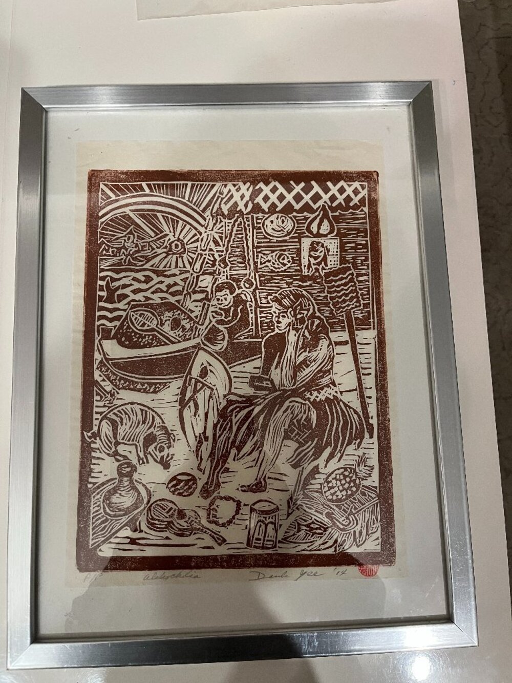 Aloha Cholia Signed Yee A/P ’14 Framed Woodcut Print